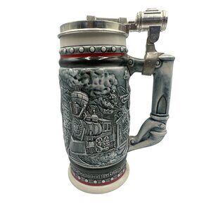 Vintage Avon Collectible Train Stein 1982 Pewter Lid Germany Historic Railroads